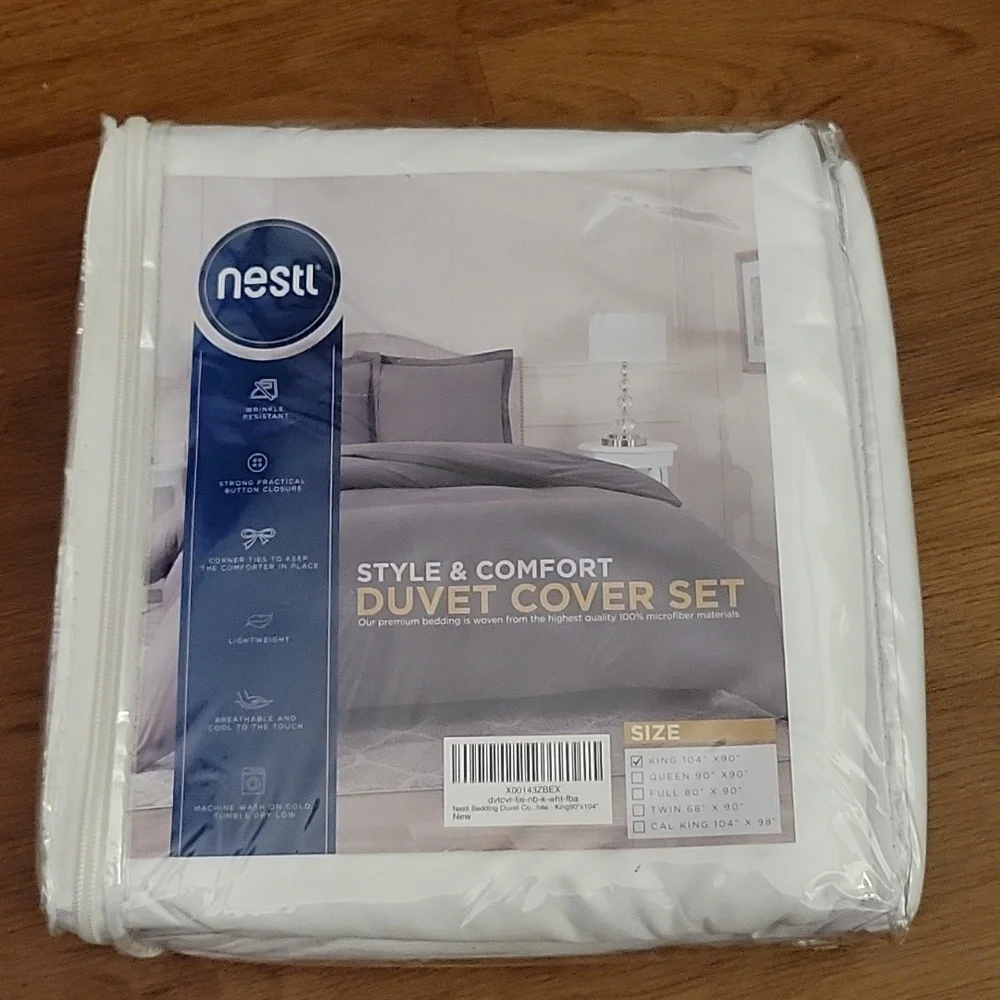 Nestl King white duvet cover & 2 pillow shams 104